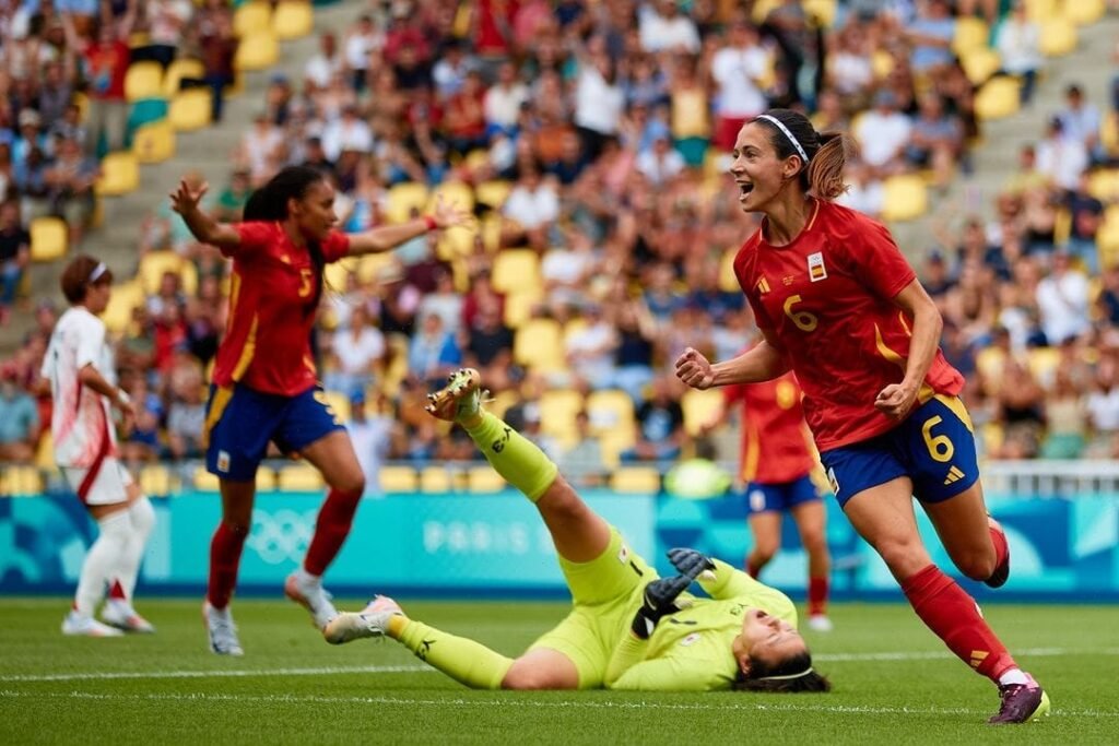 Gol de Aitana Bonmatí en la victoria de España en los Juegos Olímpicos 2024. Foto: @sefutbolfem