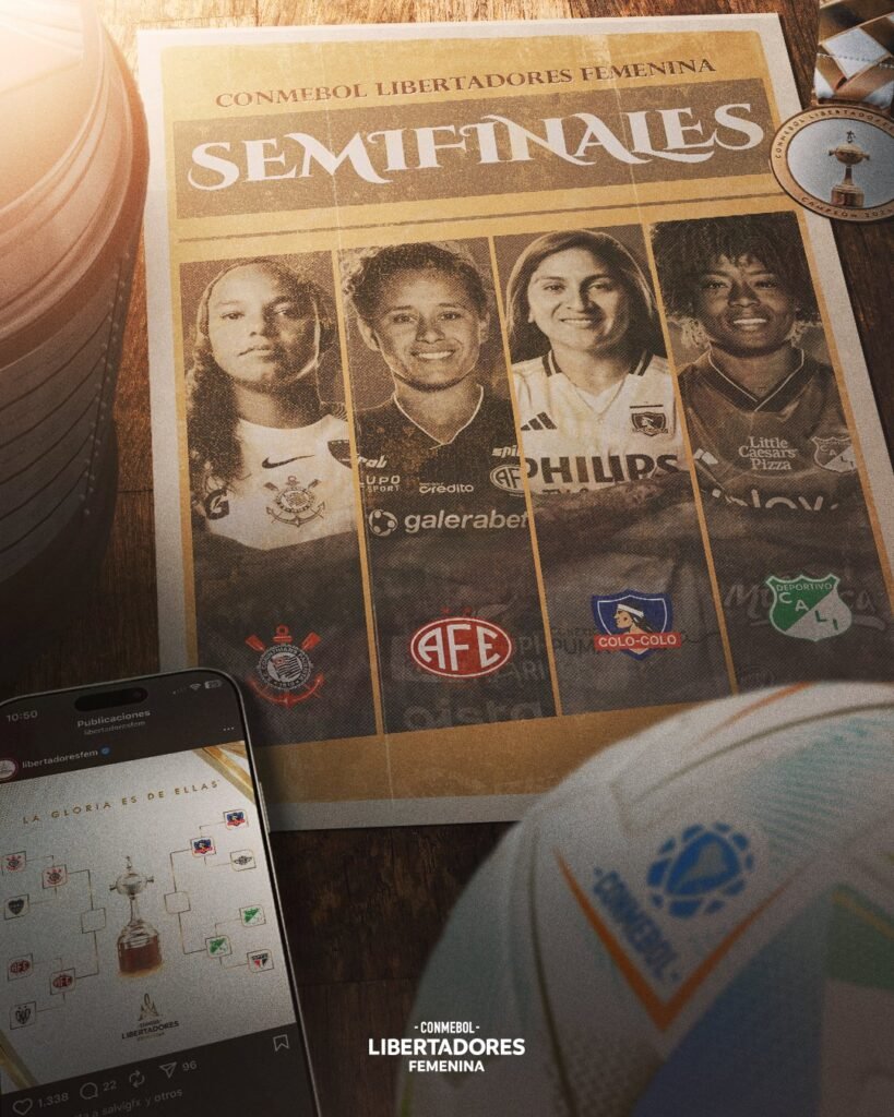 El posteo de CONMEBOL anunciando las semifinales de la Libertadores Femenina 2025 (Foto: CONMEBOL).