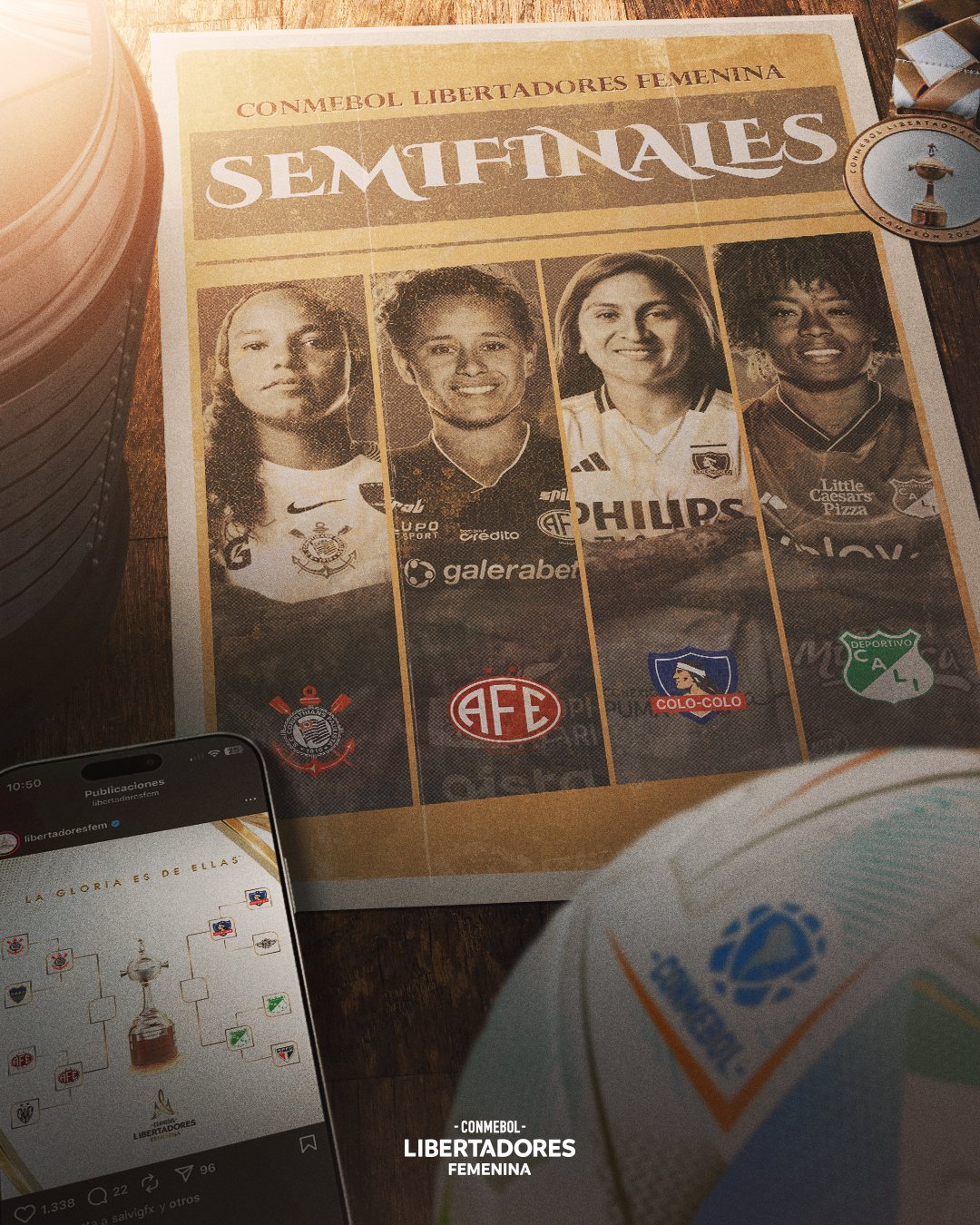 El posteo de CONMEBOL anunciando las semifinales de la Libertadores Femenina 2025 (Foto: CONMEBOL).